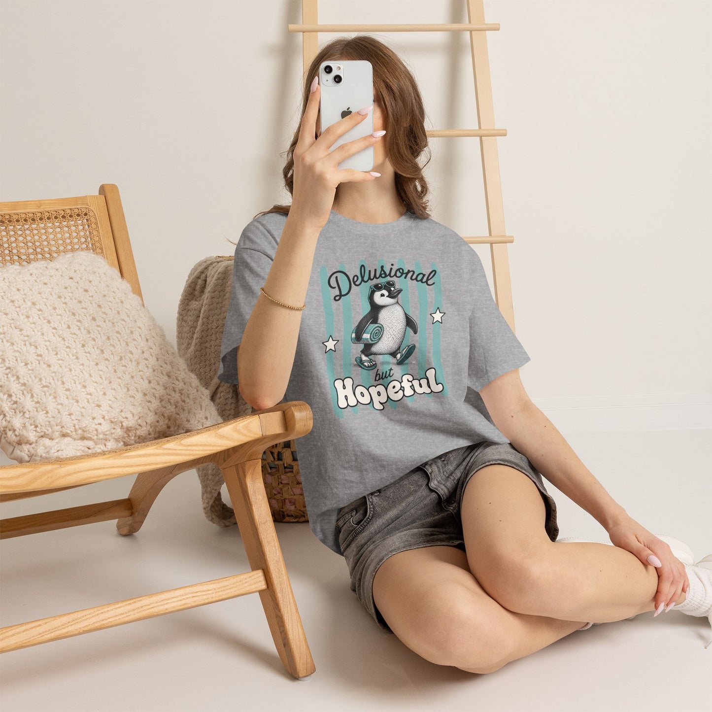 Delusional But Hopeful Retro Penguin Graphic Tee