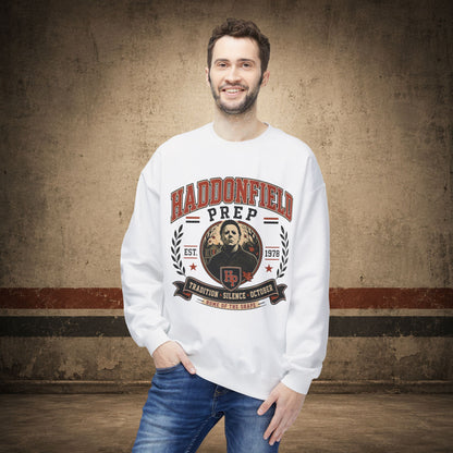Haddonfield Prep Crewneck Sweatshirt – Retro Horror School Logo