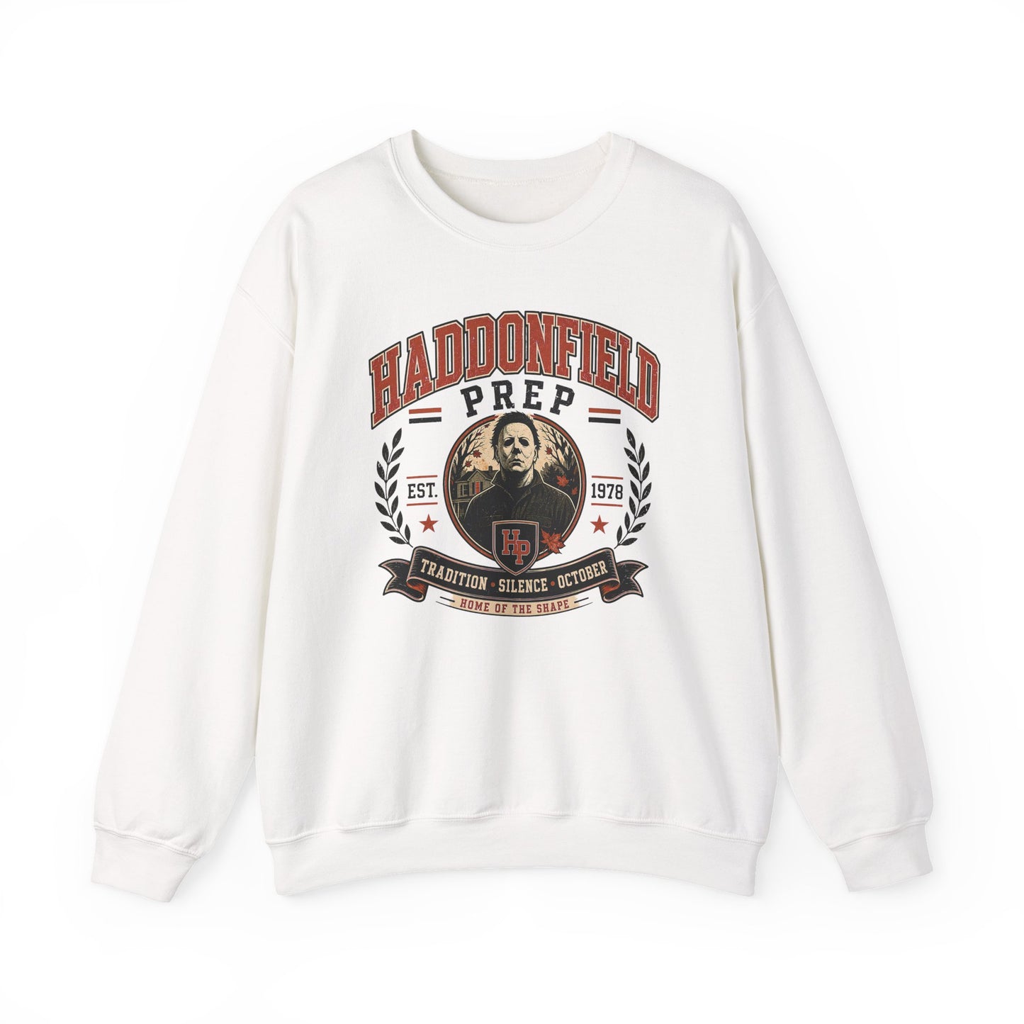 Haddonfield Prep Crewneck Sweatshirt — Retro Horror School Logo
