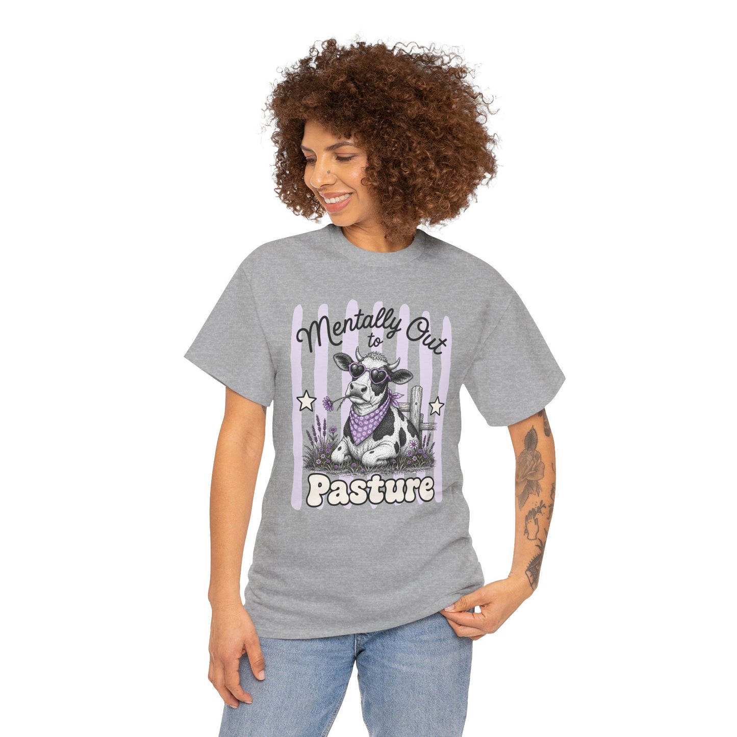 Mentally Out to Pasture Retro Cow Graphic Tee