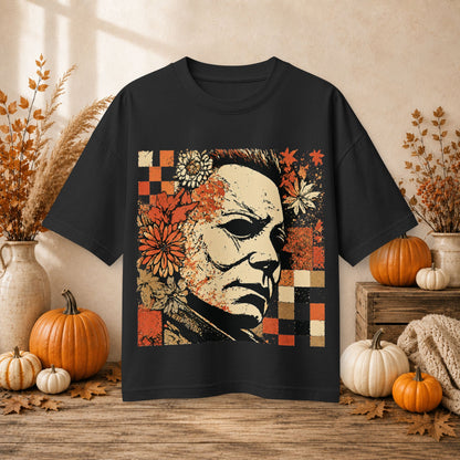 Horror Floral Halloween Mask Graphic Tee