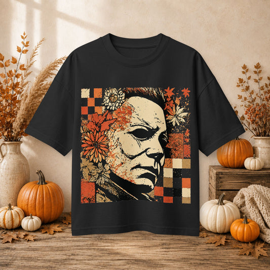 Horror Floral Halloween Mask Graphic Tee
