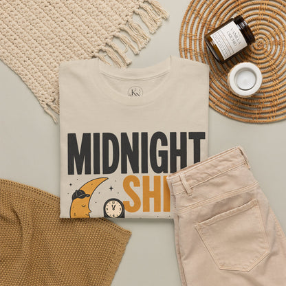Midnight Shift Pop Art Tee — Moon & Stars 'Clocking In' Night Tee