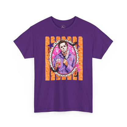 Halloween Michael Myers Portrait Tee — Colorful Spooky Horror Shirt