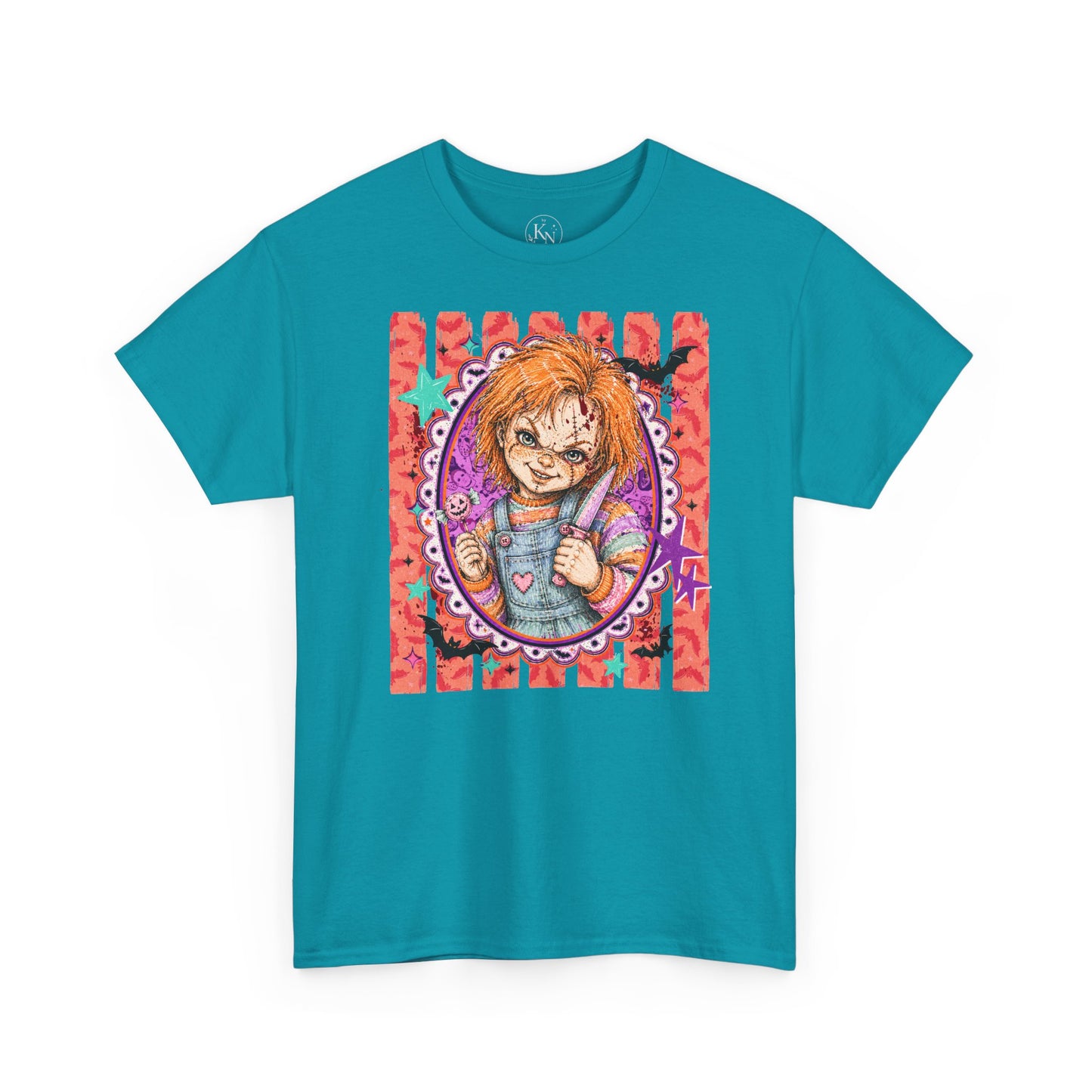 Chucky Portrait Tee — Colorful Spooky Horror Shirt