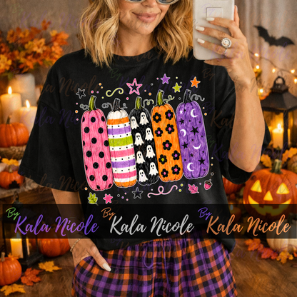 Trendy Pumpkins PNG Bundle | Fall Halloween PNG | Patterned Pumpkin Clipart (Digital Download)