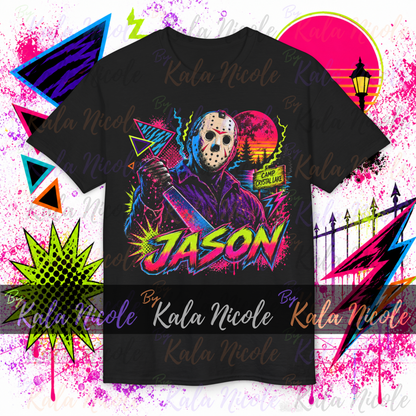 80s Neon Horror PNG | Hockey Mask Slasher PNG