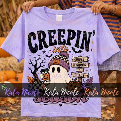Creepin' Into Season PNG | Trendy Halloween PNG | Fall PNG | Cute Ghost Clipart (Digital Download)