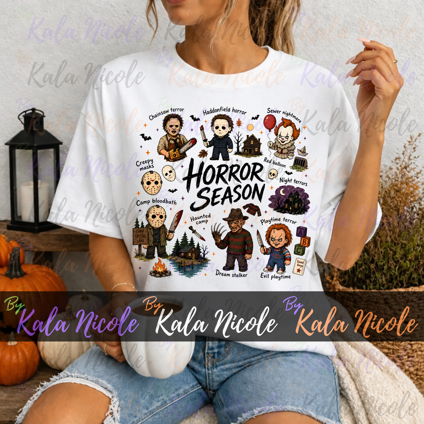 Horror Season Doodle PNG Bundle | Trendy Halloween PNG | Horror Movie Clipart (Digital Download)