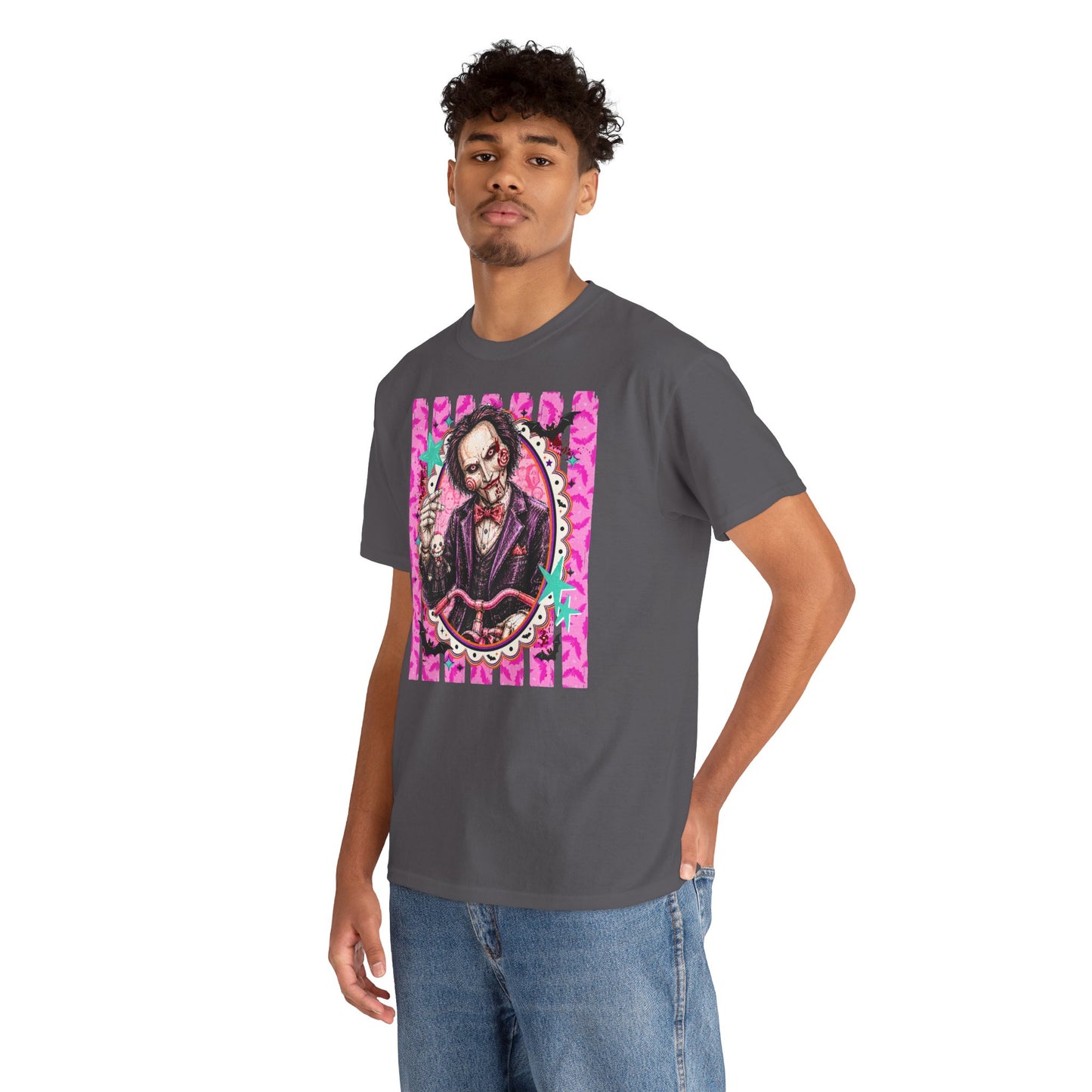 Saw Portrait Tee — Colorful Spooky Horror Shirt