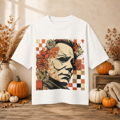Horror Floral Halloween Mask Graphic Tee