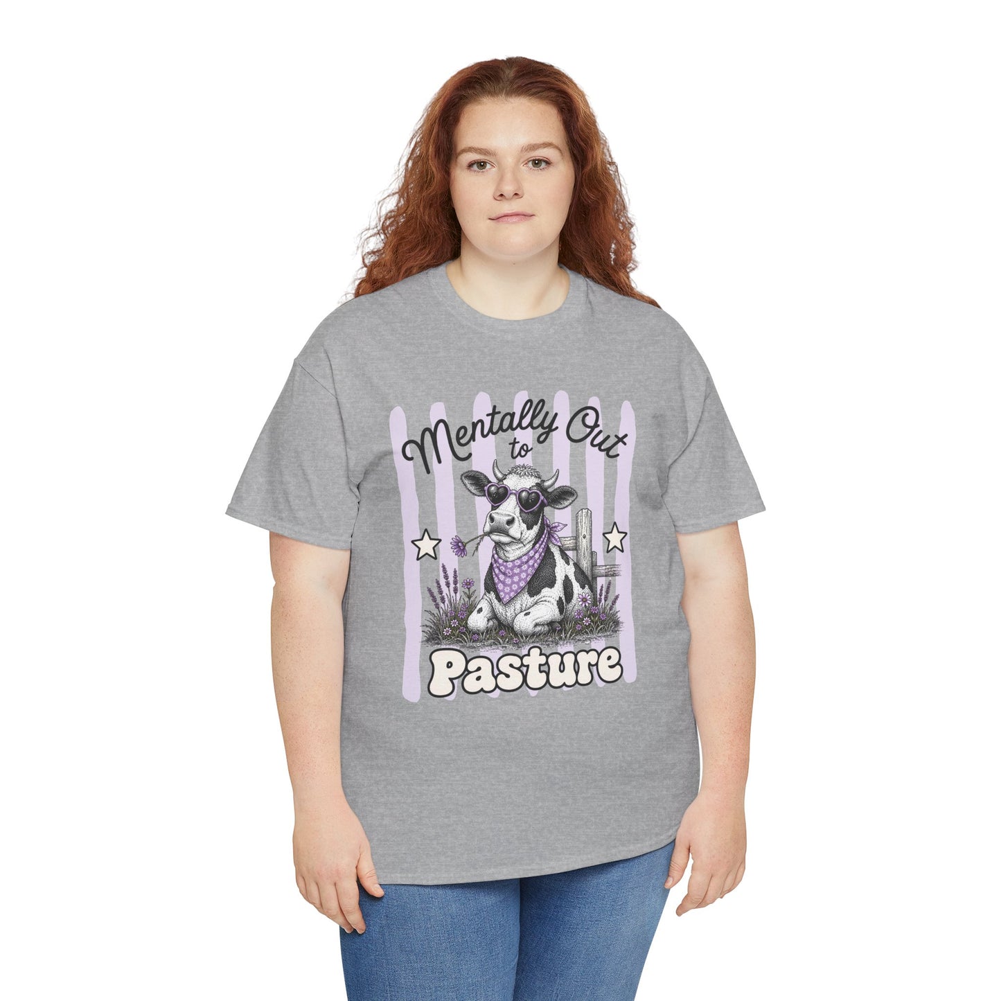 Mentally Out to Pasture Retro Cow Graphic Tee