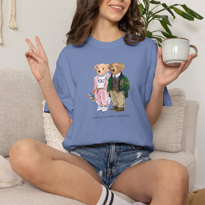Personalized Couples T-Shirt — Custom Teddy Bear Graphic Tee | Gift for Him & Her