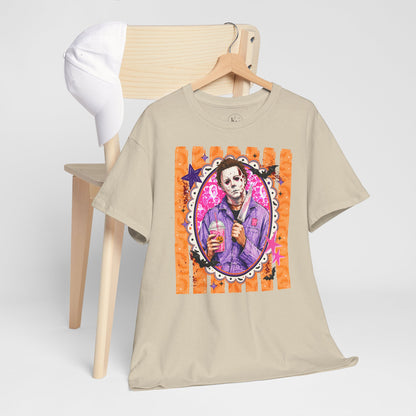 Halloween Michael Myers Portrait Tee — Colorful Spooky Horror Shirt