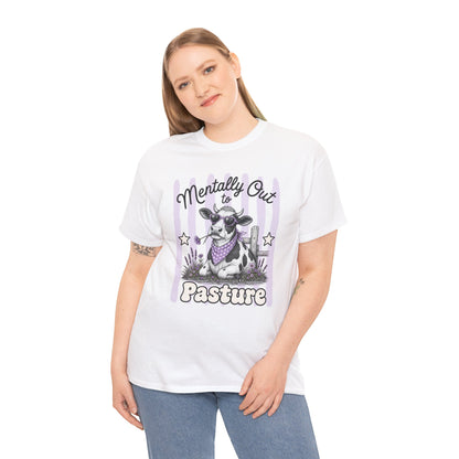 Mentally Out to Pasture Retro Cow Graphic Tee