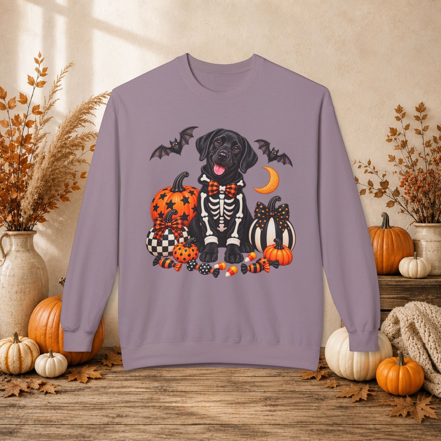 Black Lab Skeleton Halloween Sweatshirt