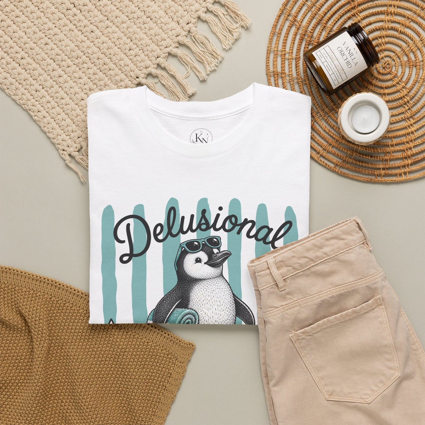 Delusional But Hopeful Retro Penguin Graphic Tee