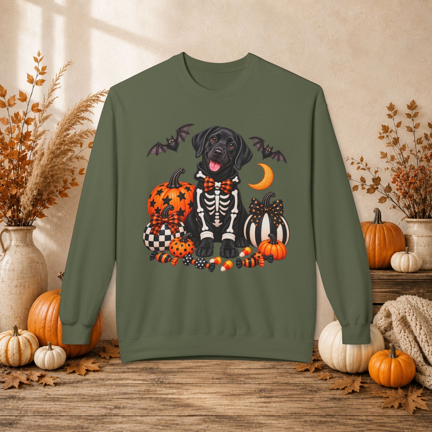 Black Lab Skeleton Halloween Sweatshirt