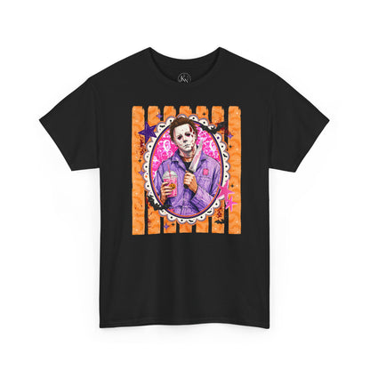 Halloween Michael Myers Portrait Tee — Colorful Spooky Horror Shirt