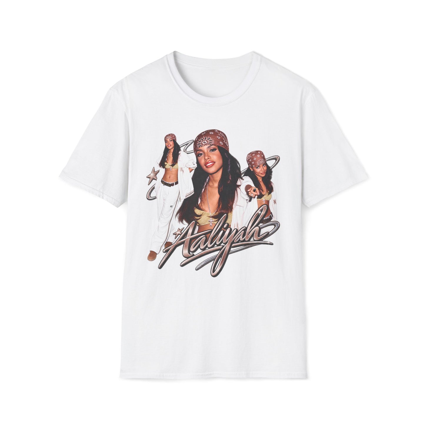 Aaliyah Tribute T-Shirt — Vintage 90s R&B Bandana Graphic Tee