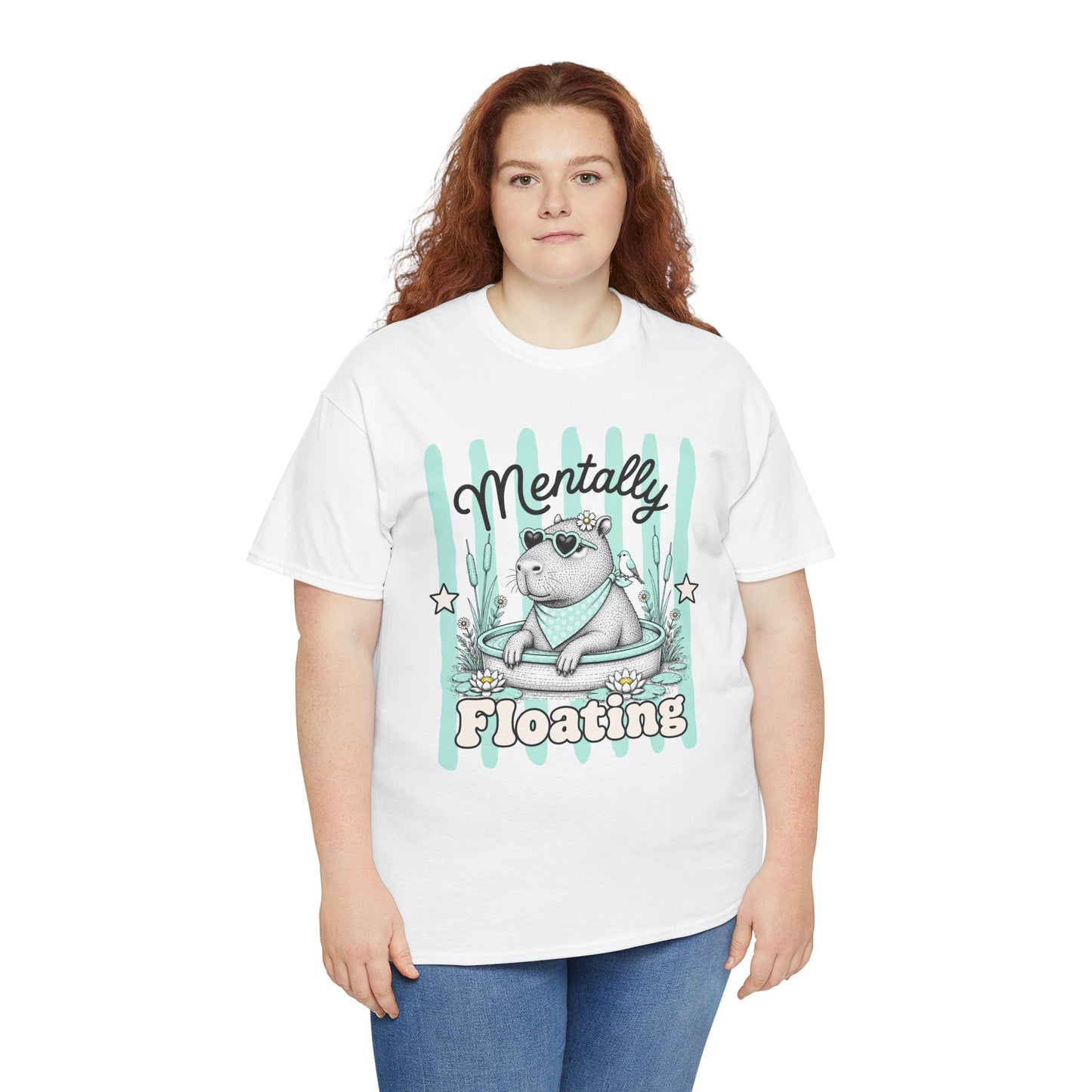 Mentally Floating Retro Capybara Graphic Tee