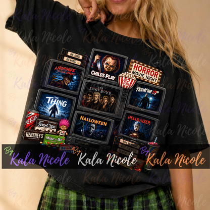 Horror Movie Night 80s PNG | Trendy Halloween PNG | Horror Movie Clipart (Digital Download)