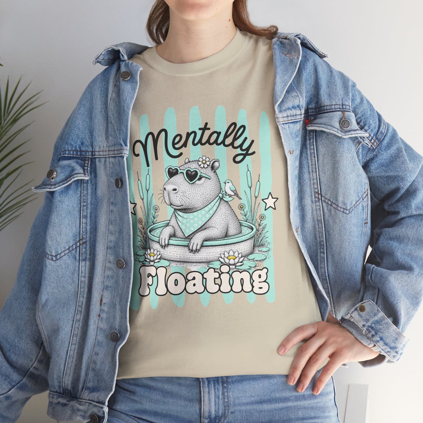 Mentally Floating Retro Capybara Graphic Tee