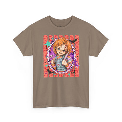 Chucky Portrait Tee — Colorful Spooky Horror Shirt