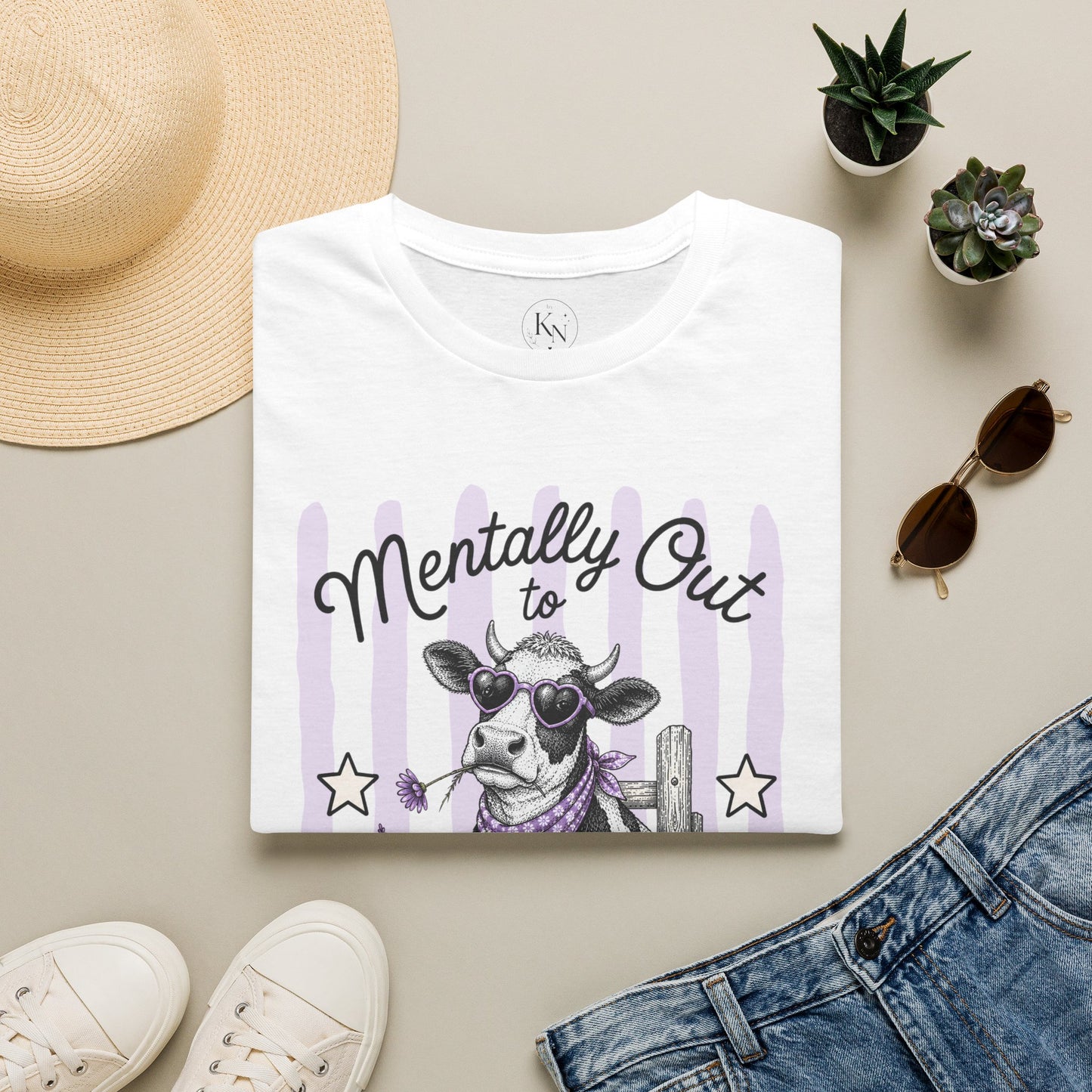 'Mentally Out to Pasture' Cow Graphic Tee