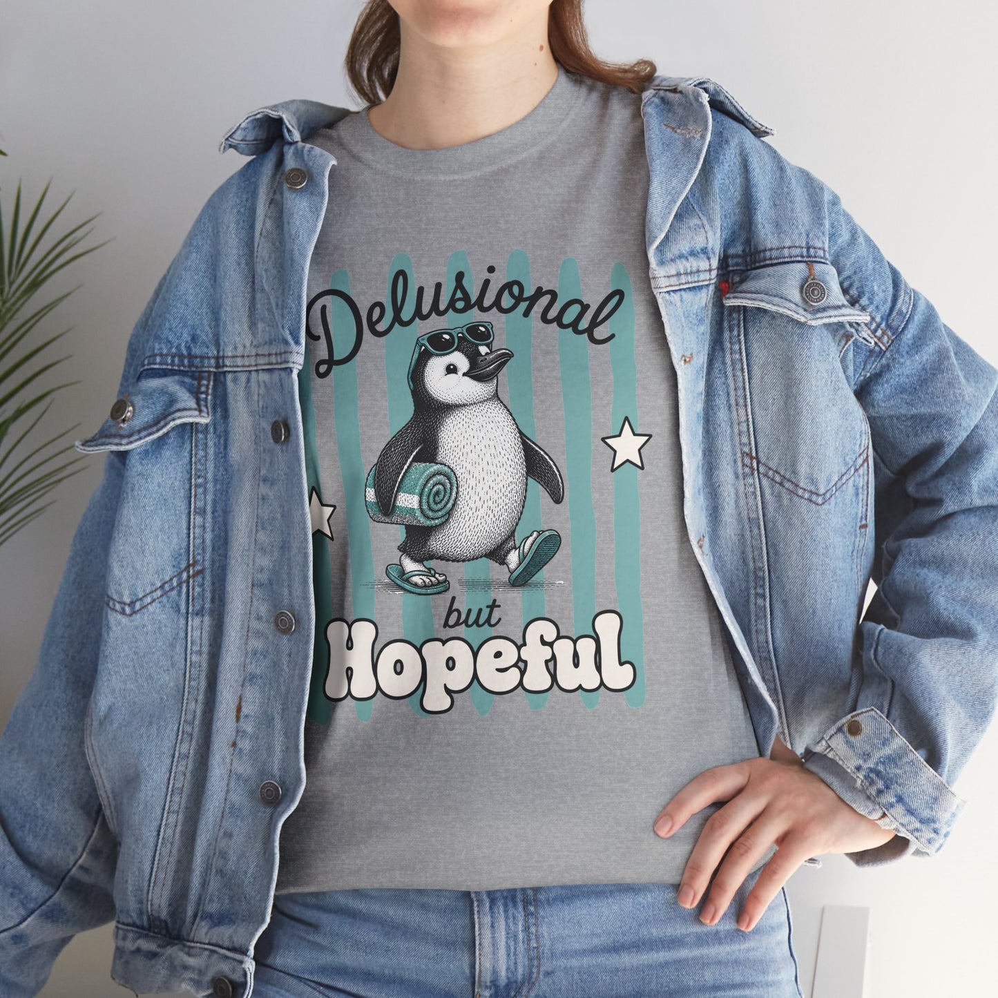 Delusional But Hopeful Retro Penguin Graphic Tee