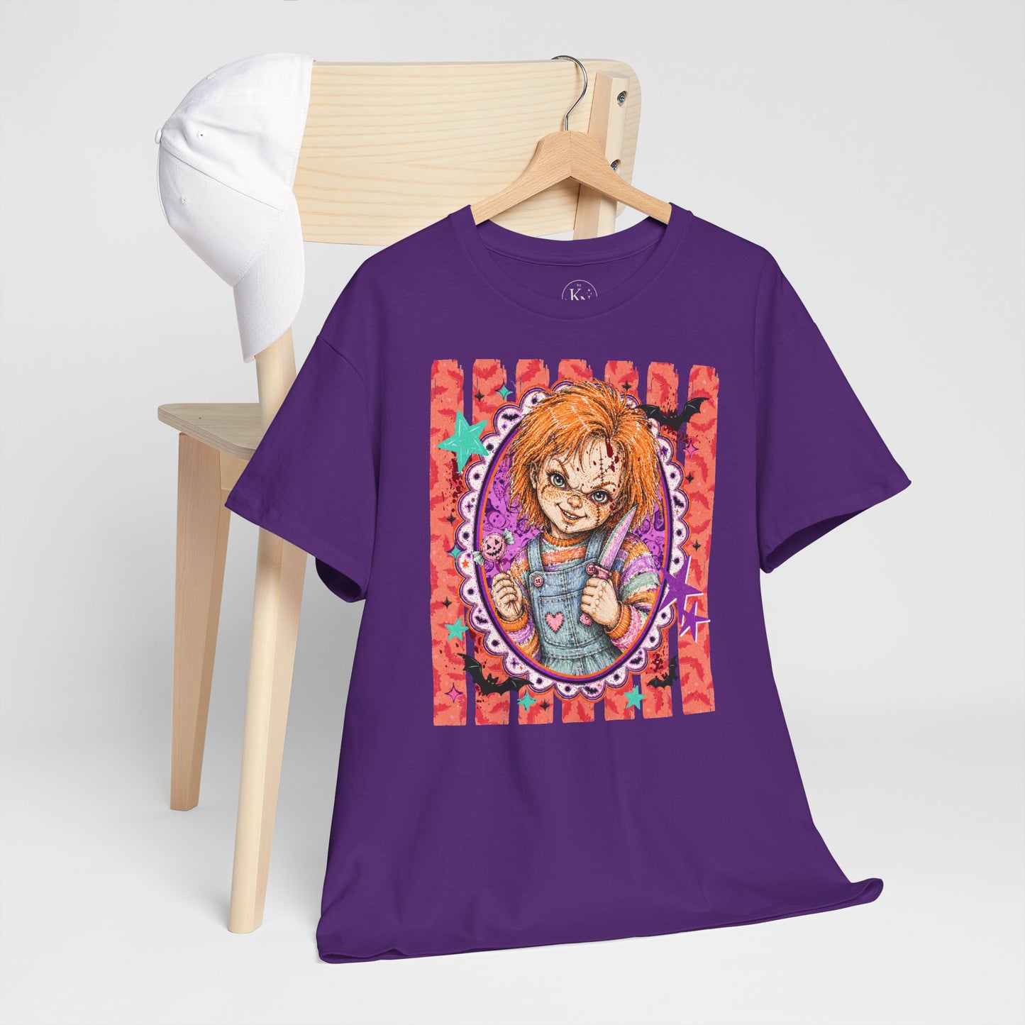 Chucky Portrait Tee — Colorful Spooky Horror Shirt