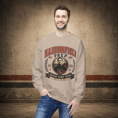 Haddonfield Prep Crewneck Sweatshirt – Retro Horror School Logo