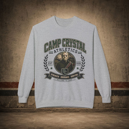 Camp Crystal College Crewneck Sweatshirt – Retro Horror School Logo