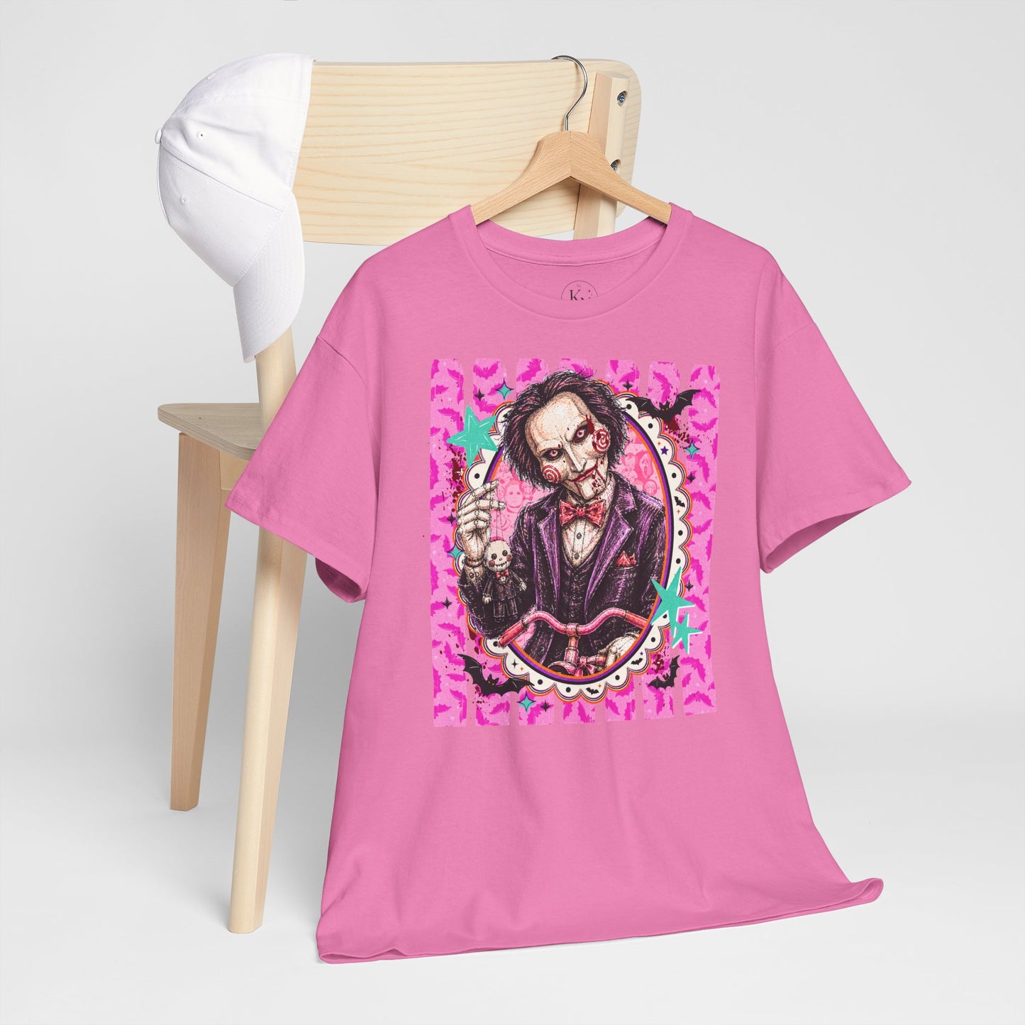 Saw Portrait Tee — Colorful Spooky Horror Shirt