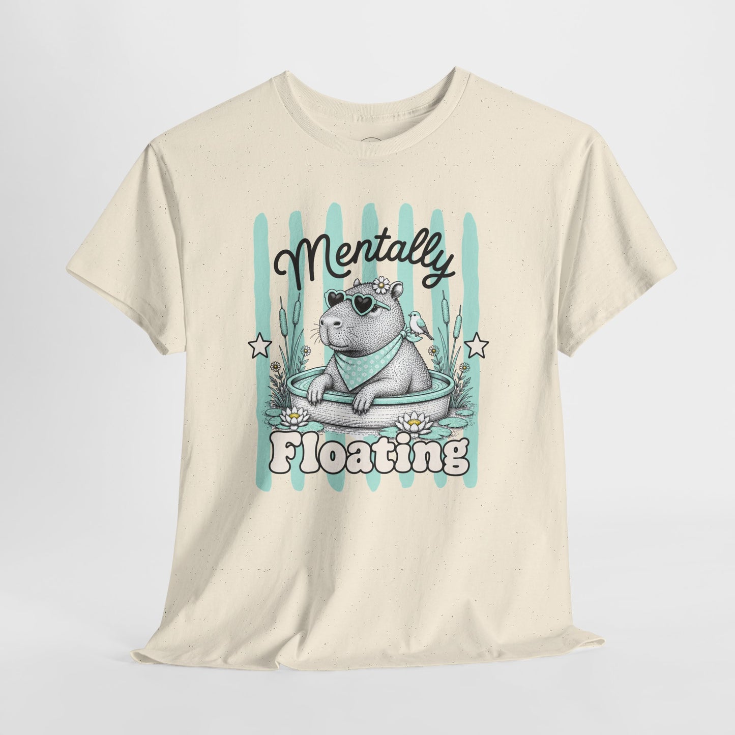 Mentally Floating Retro Capybara Graphic Tee