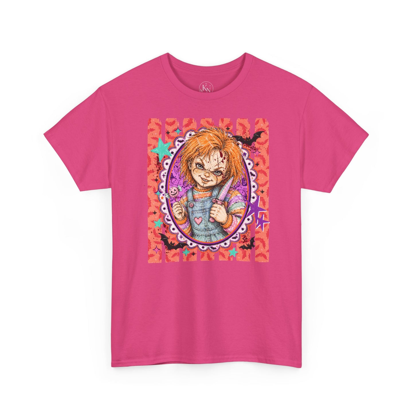 Chucky Portrait Tee — Colorful Spooky Horror Shirt