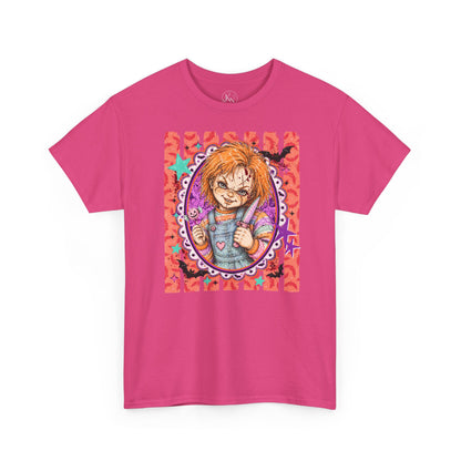 Chucky Portrait Tee — Colorful Spooky Horror Shirt