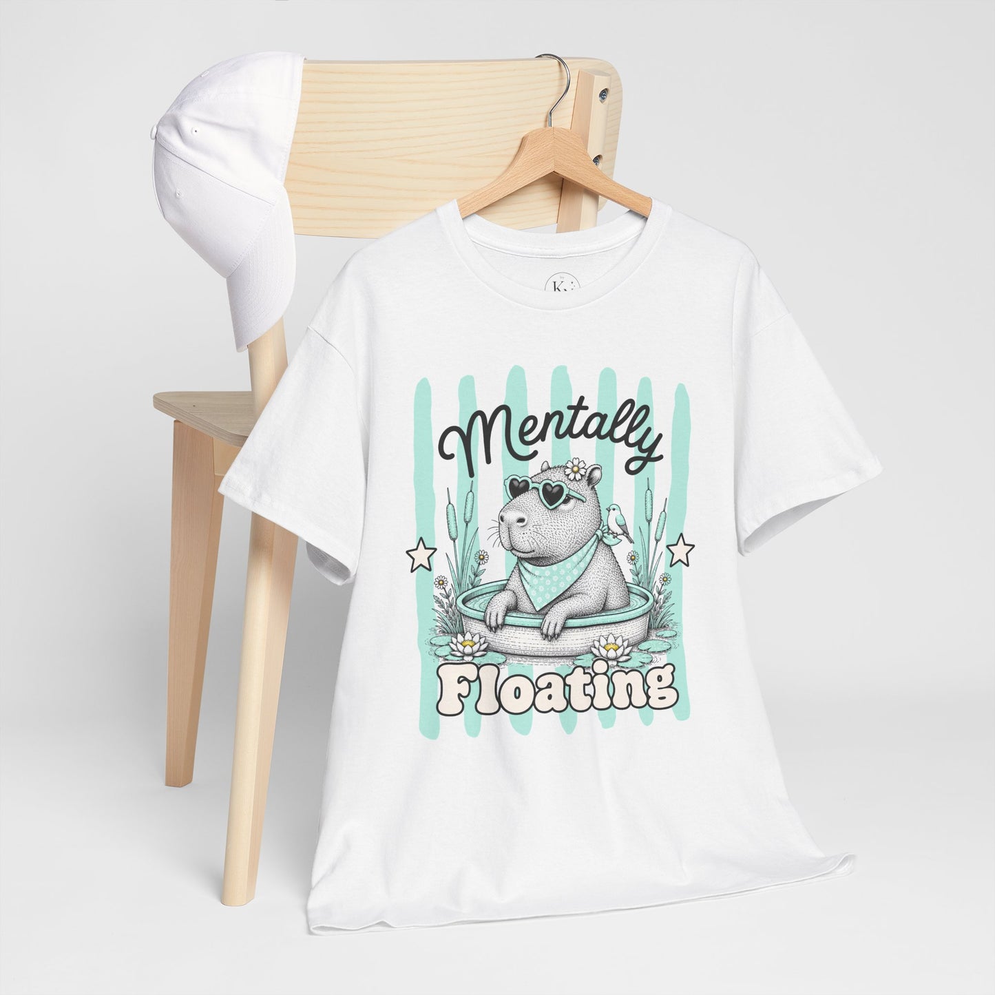 Mentally Floating Retro Capybara Graphic Tee