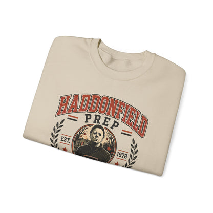 Haddonfield Prep Crewneck Sweatshirt — Retro Horror School Logo