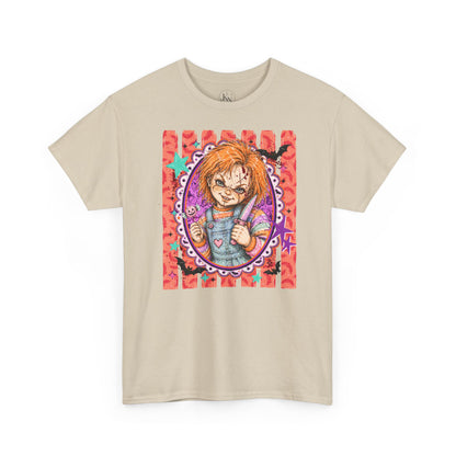 Chucky Portrait Tee — Colorful Spooky Horror Shirt