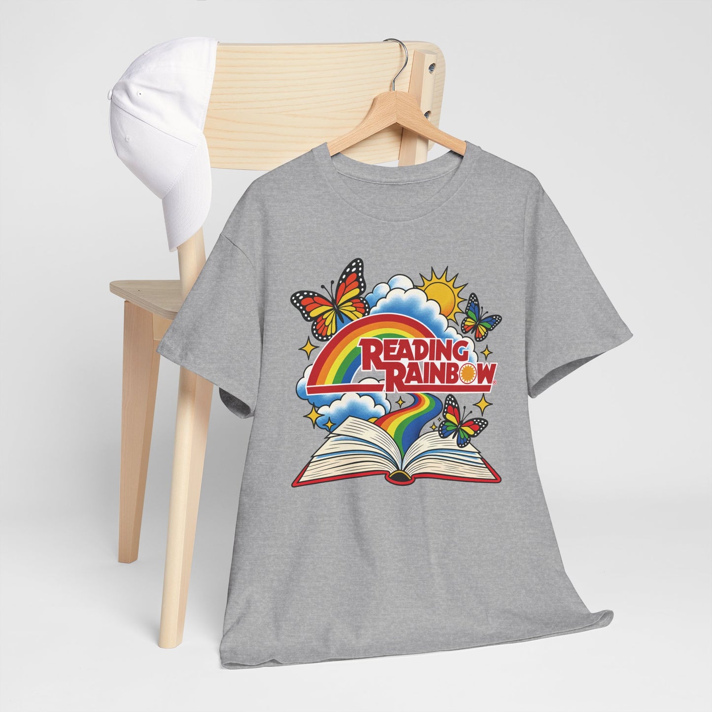 Rainbow & Butterflies Retro Book Graphic Tee
