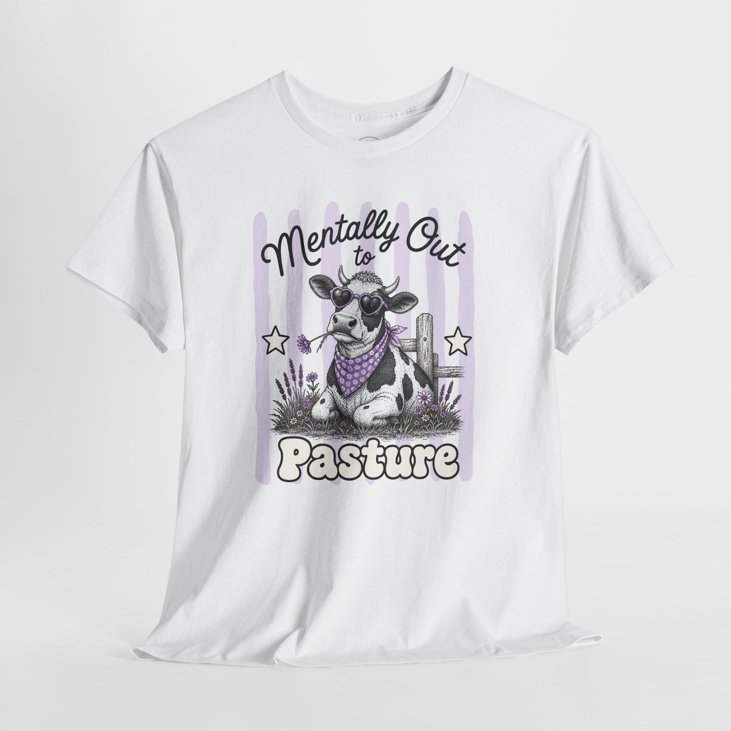 Mentally Out to Pasture Retro Cow Graphic Tee