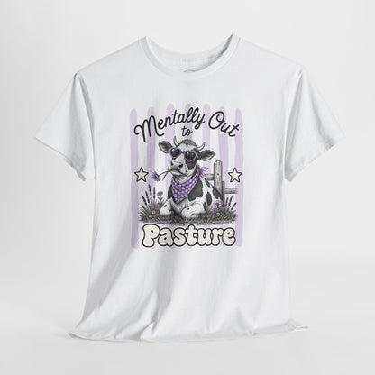 Mentally Out to Pasture Retro Cow Graphic Tee