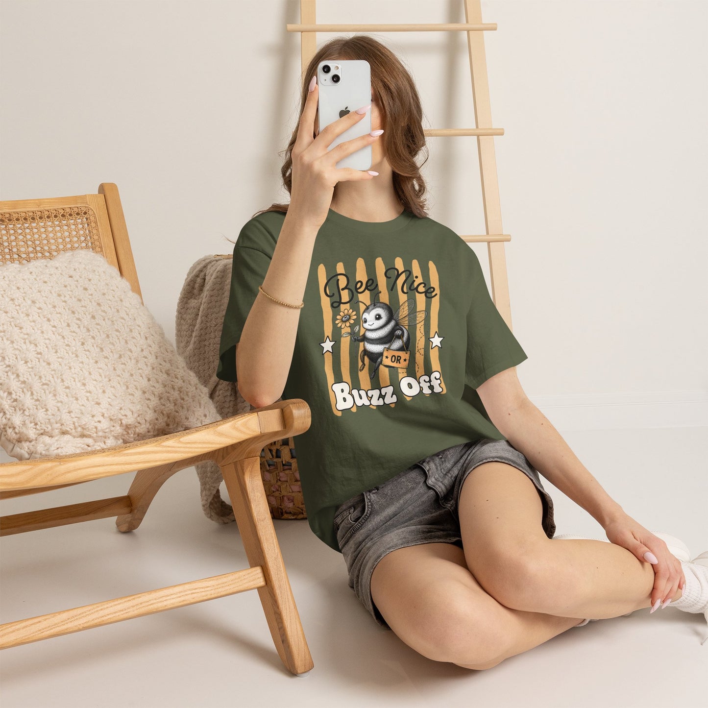 Bee Nice or Buzz Off Retro Bee Graphic Tee