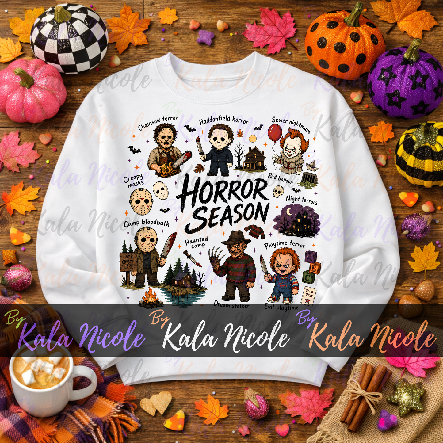 Horror Season Doodle PNG Bundle | Trendy Halloween PNG | Horror Movie Clipart (Digital Download)