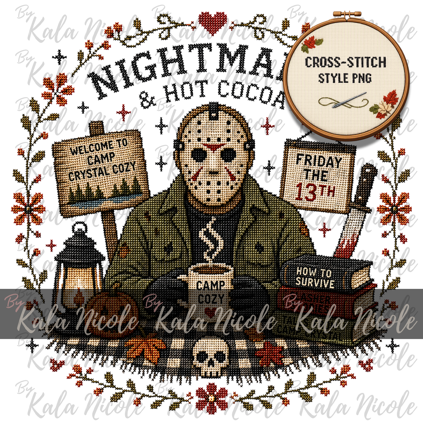 Horror Movie Cross-Stitch PNG | Jason Nightmare