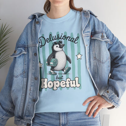 Delusional But Hopeful Retro Penguin Graphic Tee