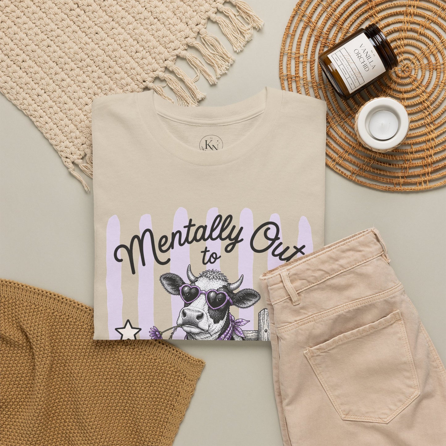 Mentally Out to Pasture Retro Cow Graphic Tee
