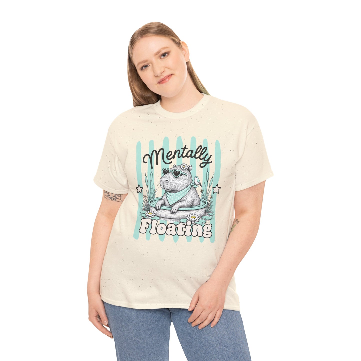 Mentally Floating Retro Capybara Graphic Tee