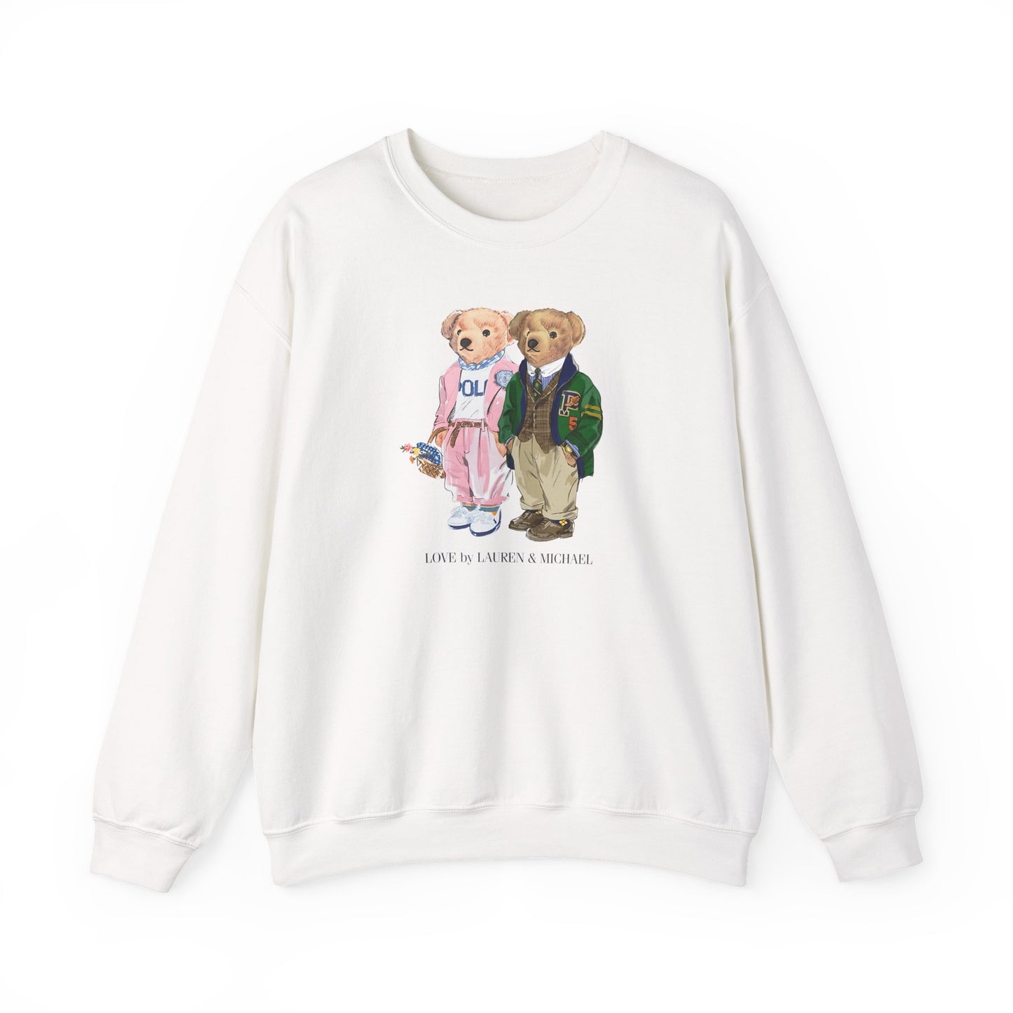 Personalized Couples Crewneck Sweatshirt — Custom Bear Illustration | Gift for Him & Her